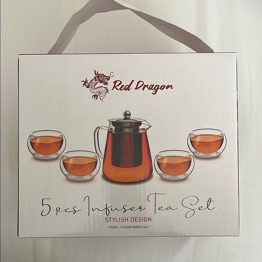 Red Dragon 5-Piece Infuser Tea Set NEW
